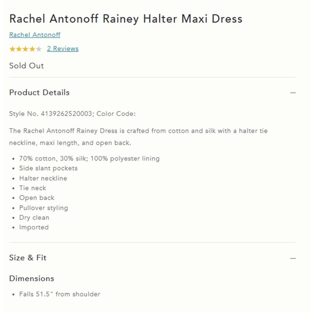 Anthropologie Rachel Antonoff Rainey Halter Maxi Dress Jam Jars Blue L NWT $348 - Picture 4 of 4